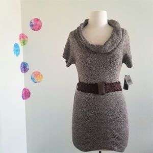 BCX cowl neck heather brown sweater dress small